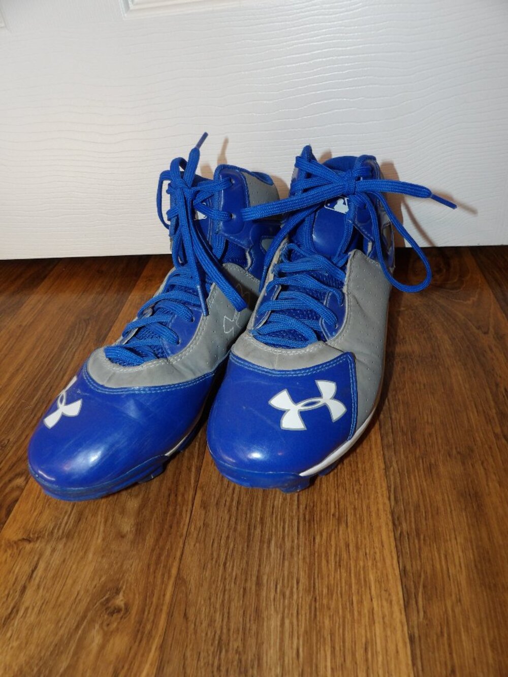 Under Armour Spine Heater Mid Baseball Cleats Gray Blue Size 7.5